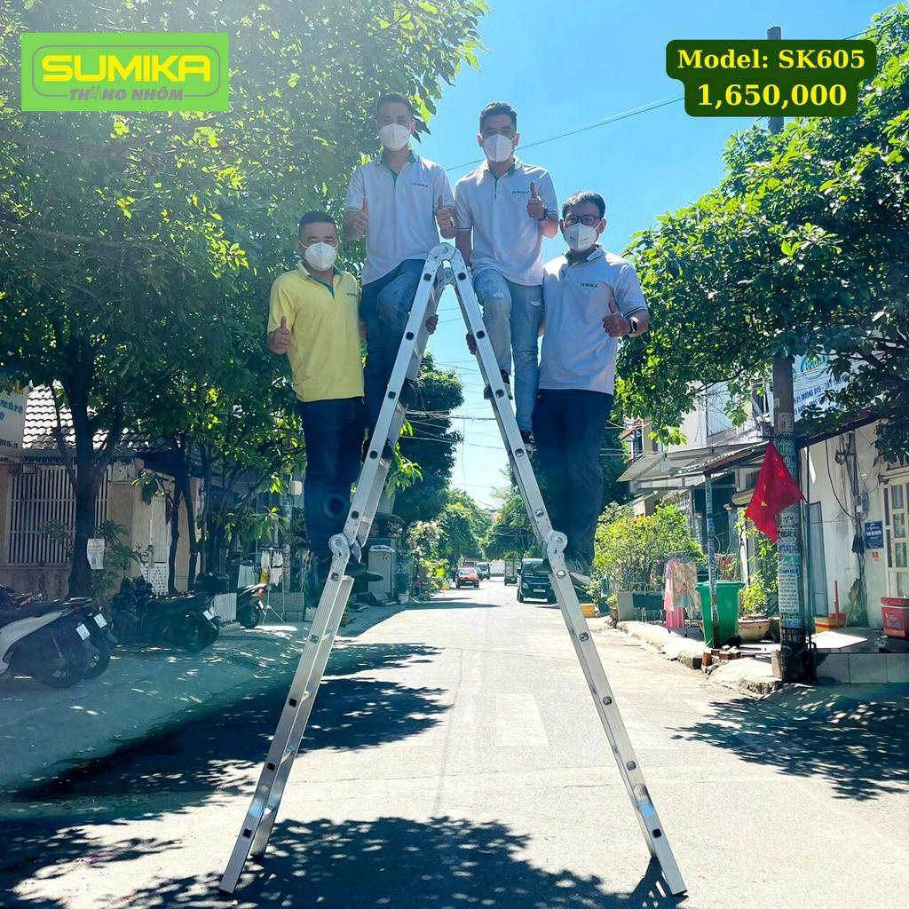 Thang nhôm gấp xếp 4 đoạn đa năng Sumika SK605 5,8m
