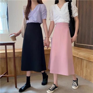 [Freeship] Chân váy dài midi lưng chun hot