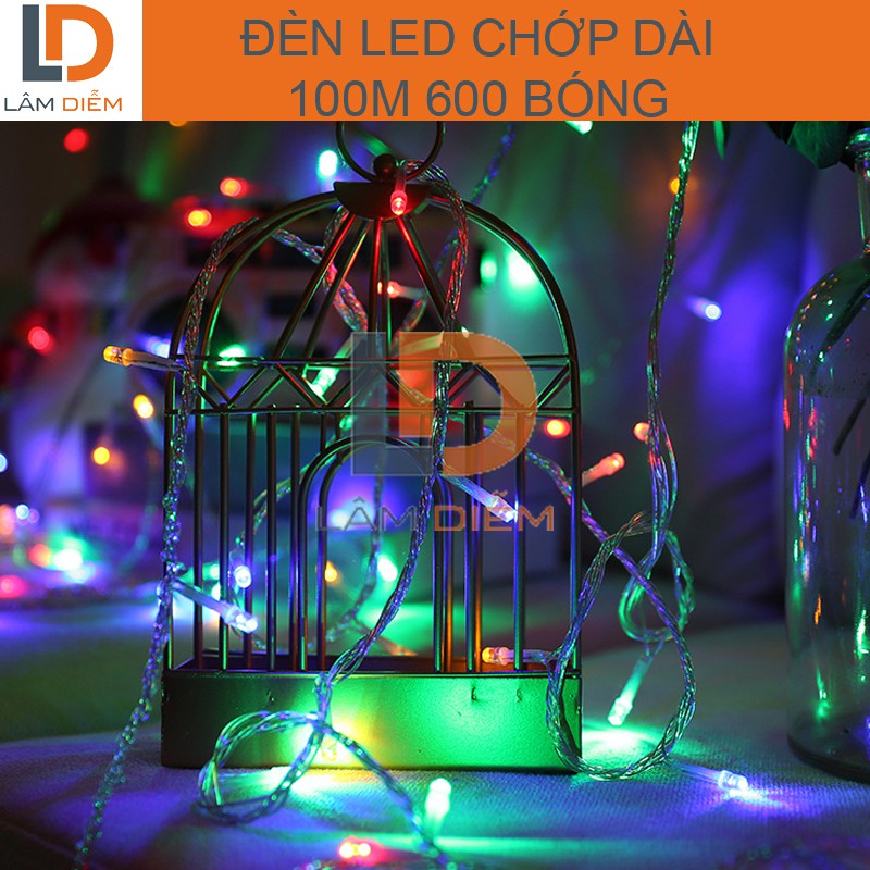 Đèn led dài 100m 600 bóng chớp nháy nhiều chế độ trang trí