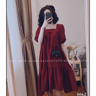 Váy đuôi cá cổ vuông chất đũi mềm