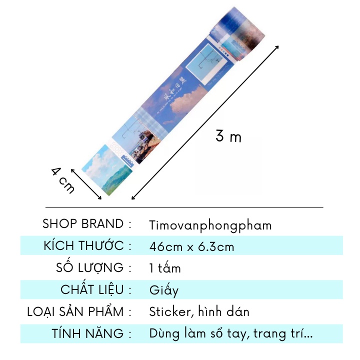 Washi Tape Vintage Phong Cảnh Băng Keo Dán Trang Trí Cổ Điển TIMO WS16