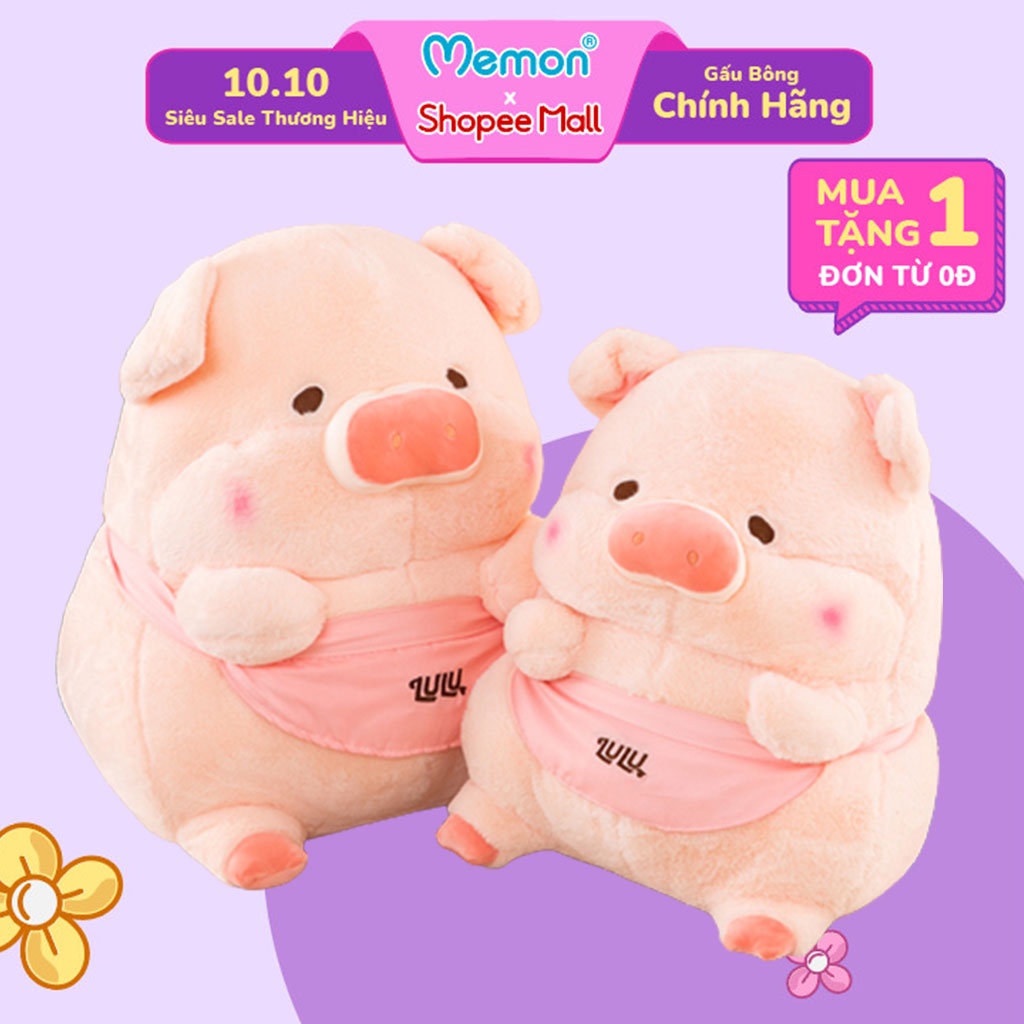 Gấu Bông Heo Lulu Béo Đeo Yếm Lông Xù Cao Cấp Memon