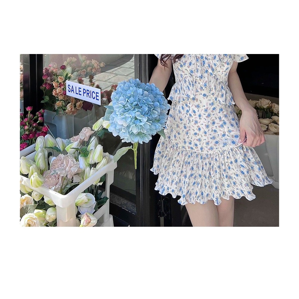Đầm Hoa Xếp Ly Cổ Lá Sen Phong Cách Thời Trang Mùa Hè Hàng Mới Chất Lượng Cao 2022