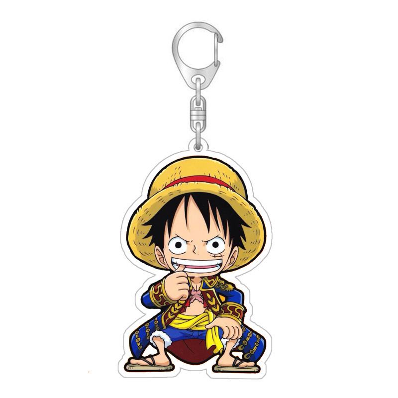 One Piece Luffy Keychain Zoro Acrylic Double Sided Transparent key Chain Ring Keyring Bag Accessories Jewelry For Women Men Gift