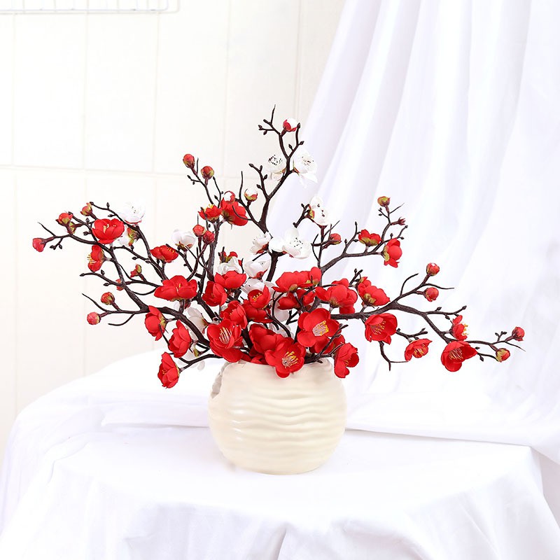 Hoa đào giả để bàn, giống thật trang trí nhà cửa, dàI 60cm/30cm - Meeli Decor