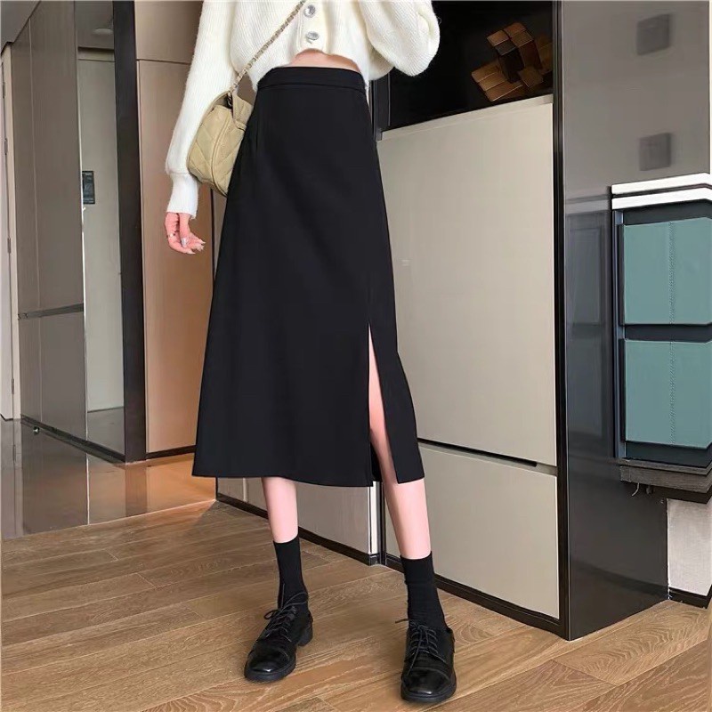 Chân váy dáng dài ulzzang,chân váy a xẻ cạnh,chất tuyết mưa phong cách sang chảnh