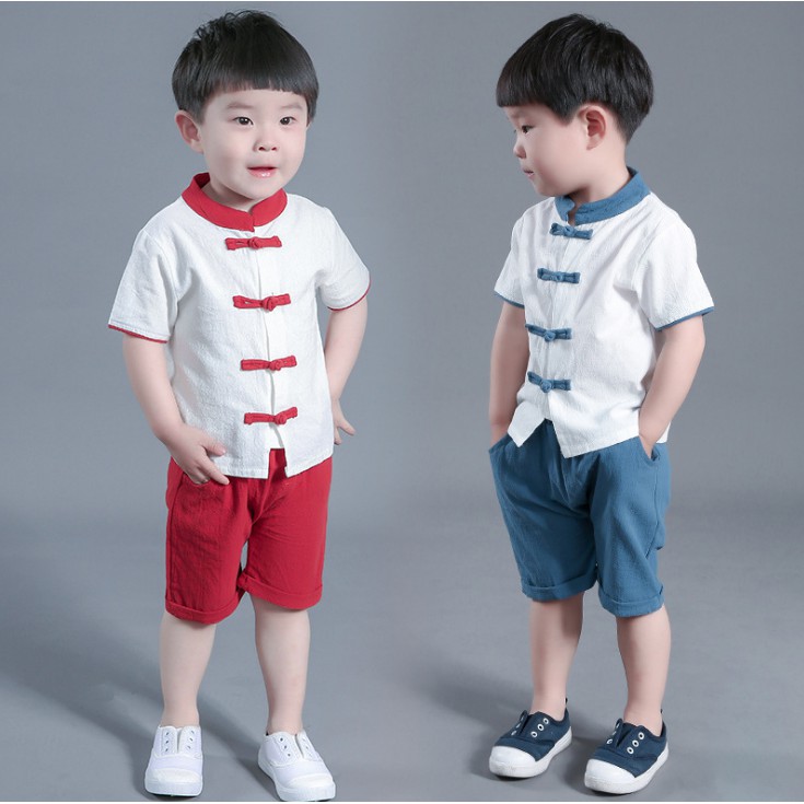 Sườn xám + quần dài phong cách Trung Hoa cho bé trai