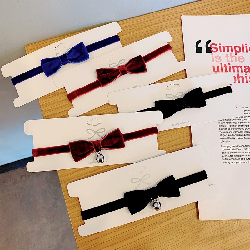 Vòng cổ nhung ngắn thắt nơ màu đen gắn chuông kiểu Pháp phong cách Hàn Quốc retro cho nữ