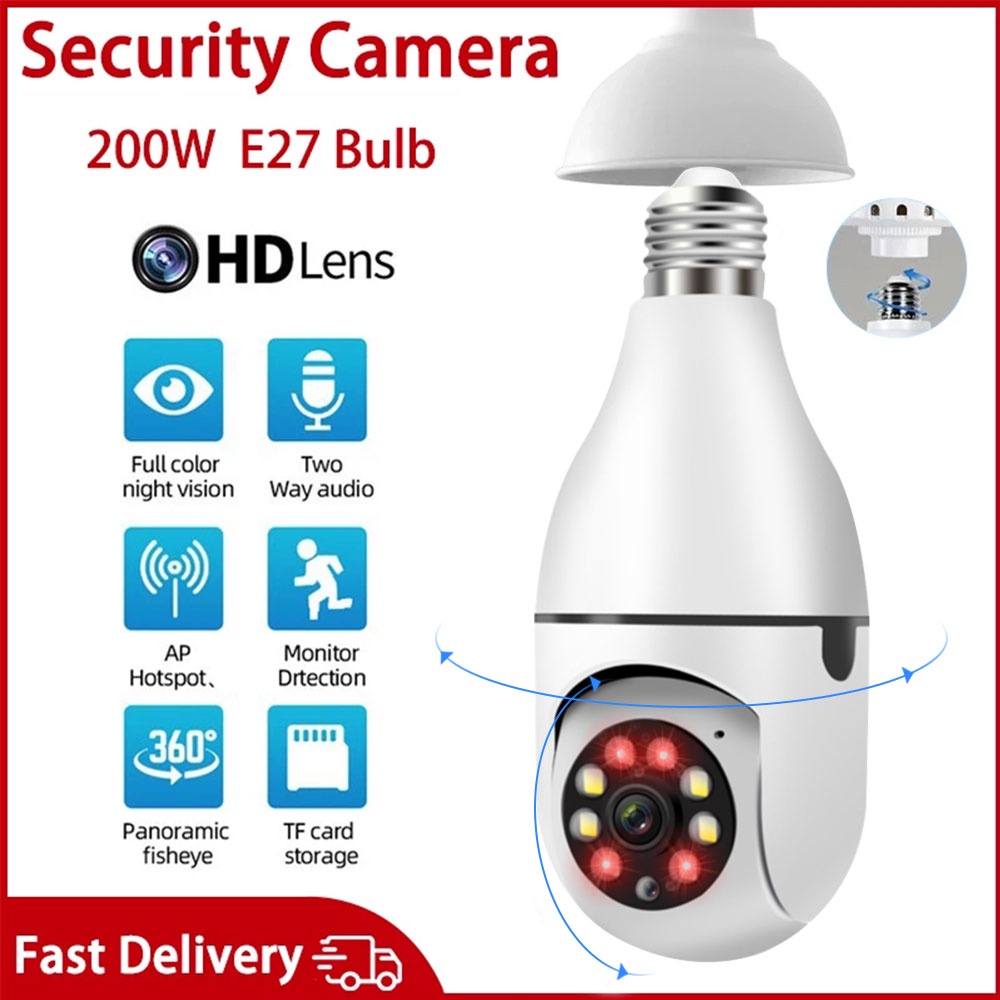2.4Ghz Chống Nước E27 Camera Quan Sát Hd 1080P 360 &deg; Quay Ban Đêm Màn Hình Điều Khiển Bằng Fytcampro Ứng Dụng