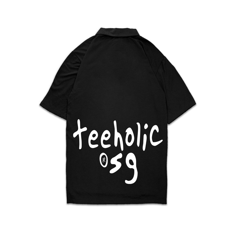 Áo Polo Unisex Nam Nữ TeeHolic Màu Đen Trắng In Logo THS