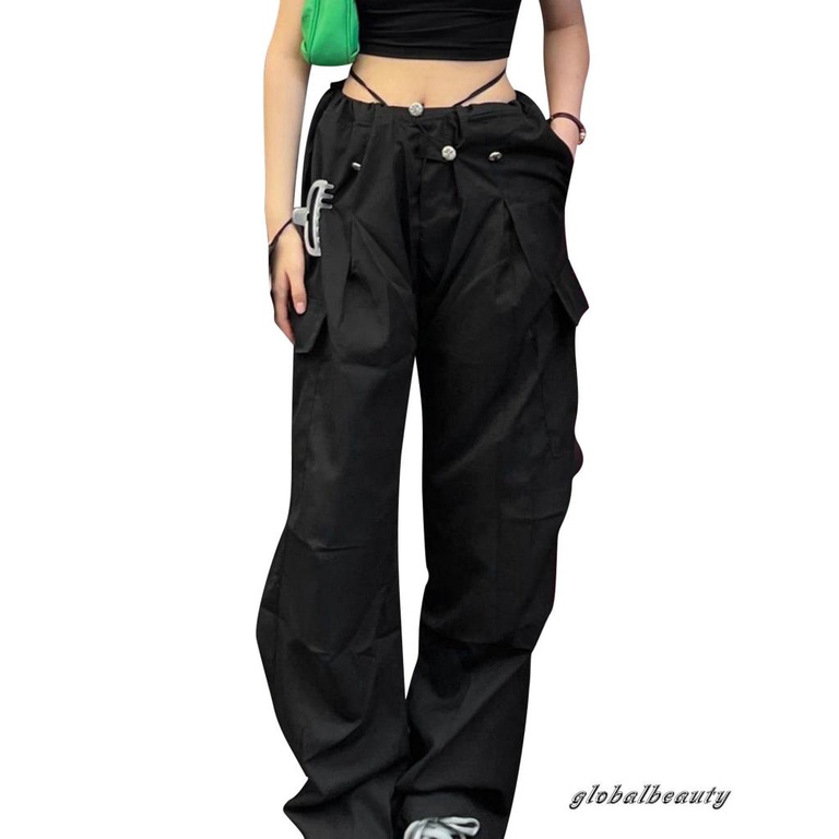 Quần Dài Dáng Rộng Nhiều Túi Màu Sắc Đơn Giản Thanh Lịch Cho Nữ