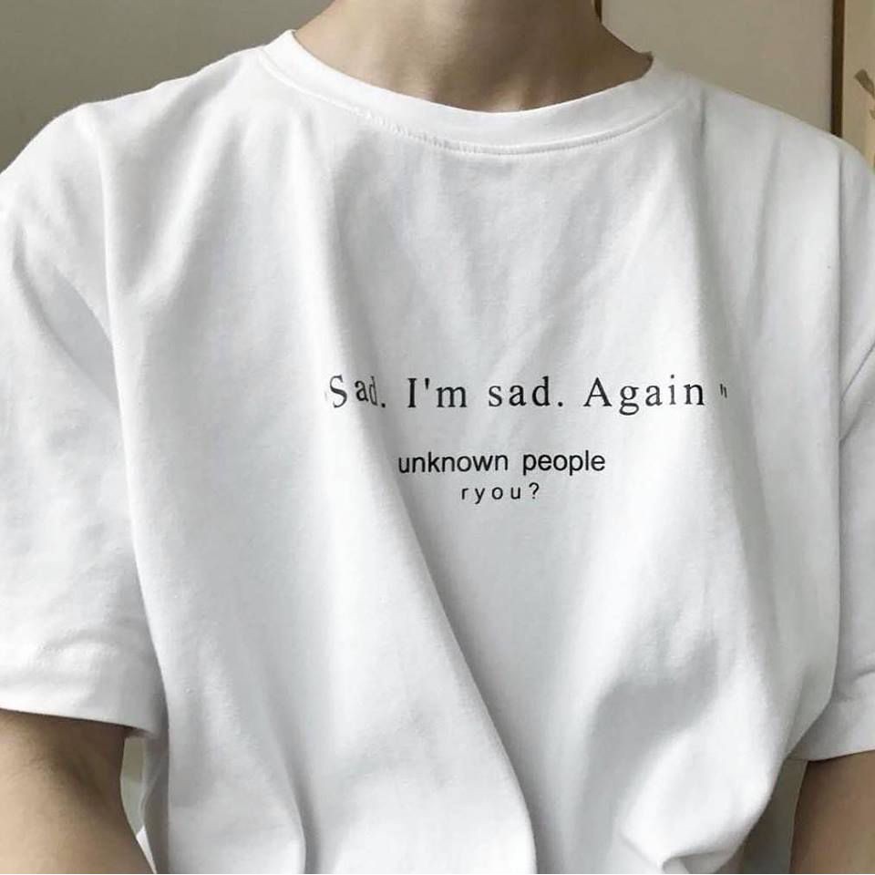 Áo Thun SAD AGAIN Trắng Unisex HÓT HÍT