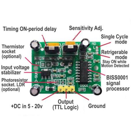 Mạch cảm biến thân nhiệt chuyển động Pir HC SR501 - Module arduino