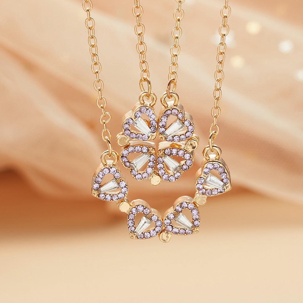 Dây chuyền mặt hình trái tim đính đá nhiều màu sắc sang trọng thời trang