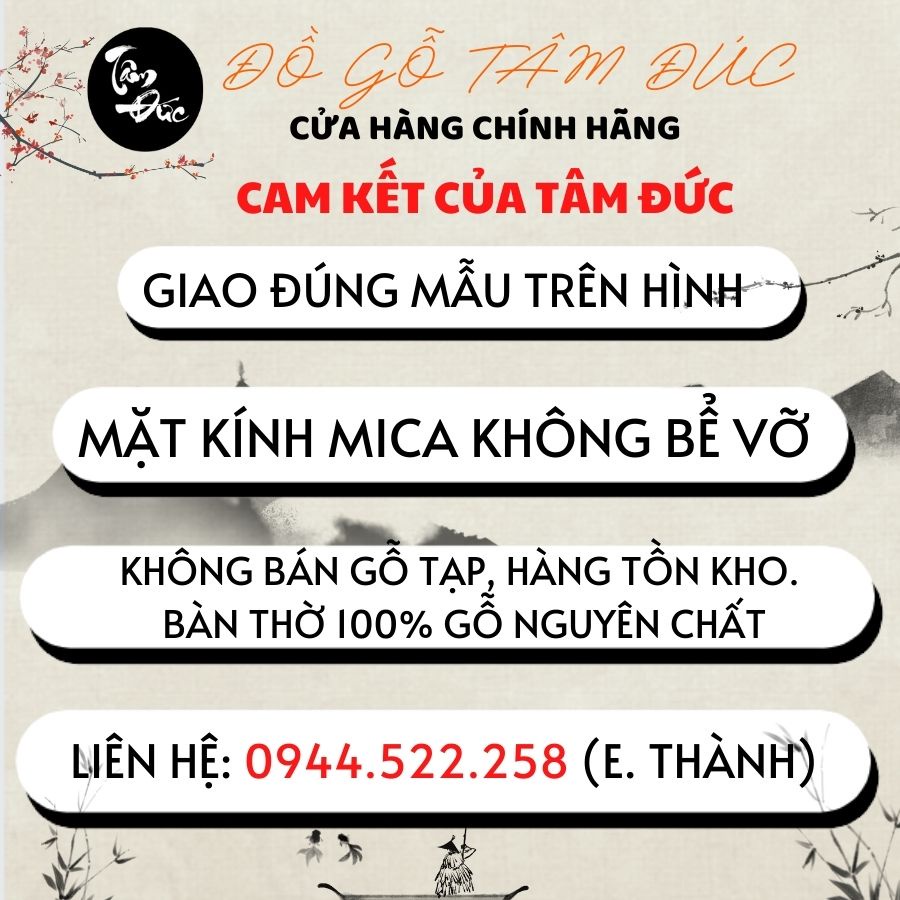 Bàn thờ ông địa thần tài cột rồng hộp đèn ông di lặc Tâm Đức gỗ xoan đào nhiều kích cỡ tặng kèo bộ đèn (BH-6tháng)