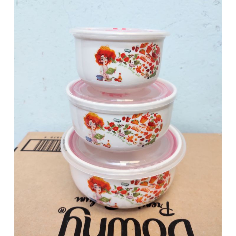 (Bán sỉ) - BỘ 2 THỐ/3 THỐ SỨ CÓ NẮP HÚT CHÂN KHÔNG HOA VĂN | BigBuy360 - bigbuy360.vn