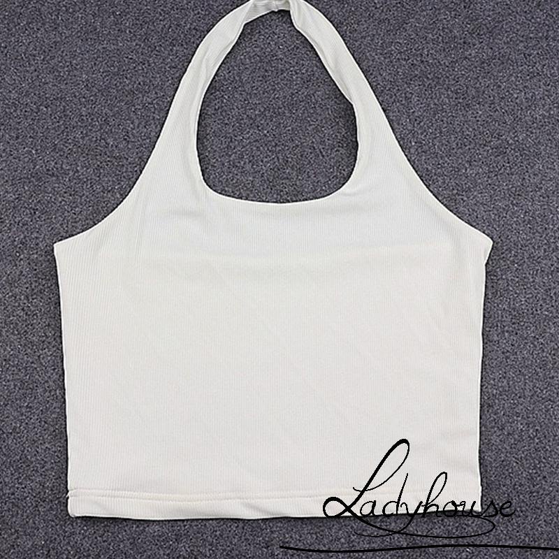 Áo Croptop Hai Dây Màu Sắc Trơn Phong Cách Cổ Điển Cho Nữ