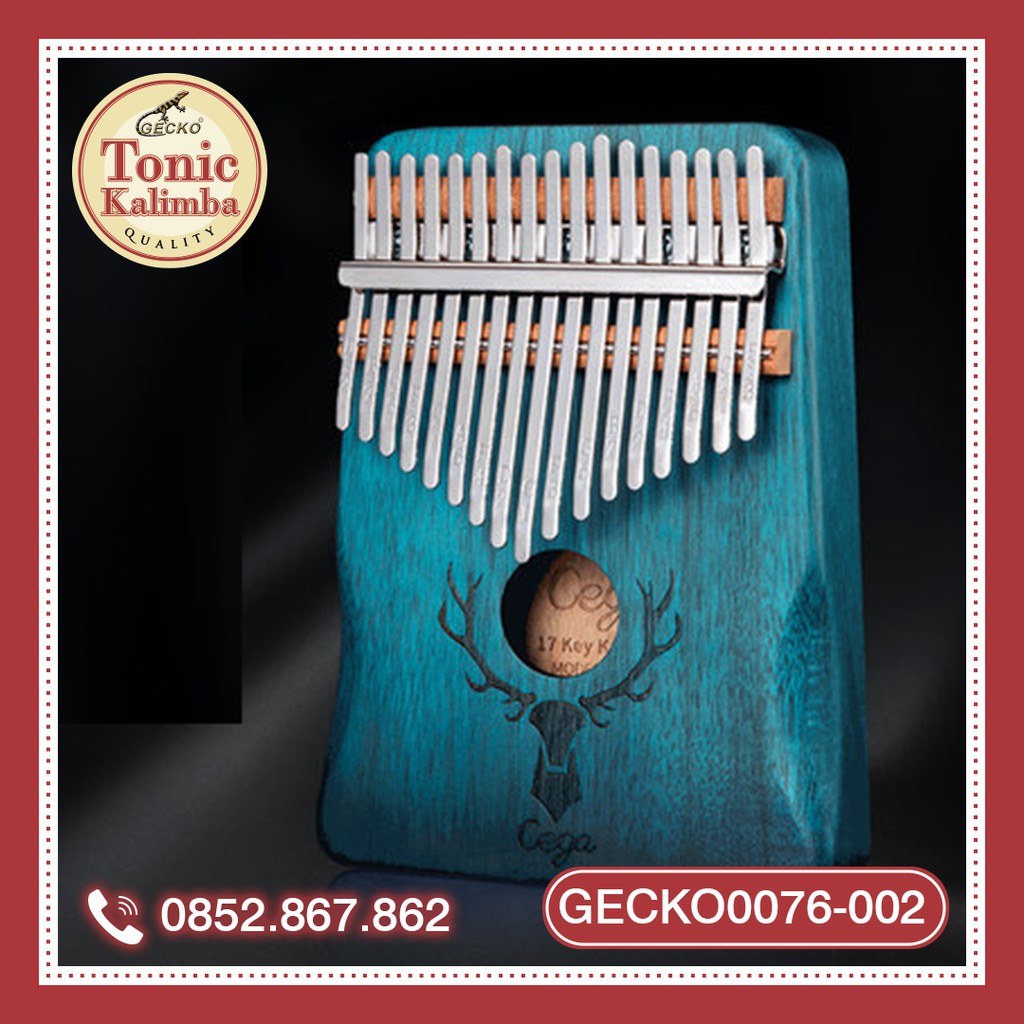 Đàn kalimba 17 phím gỗ nguyên khối Mahagony GECKO000076-002 Kalimba Cega Tuần lộc xanh