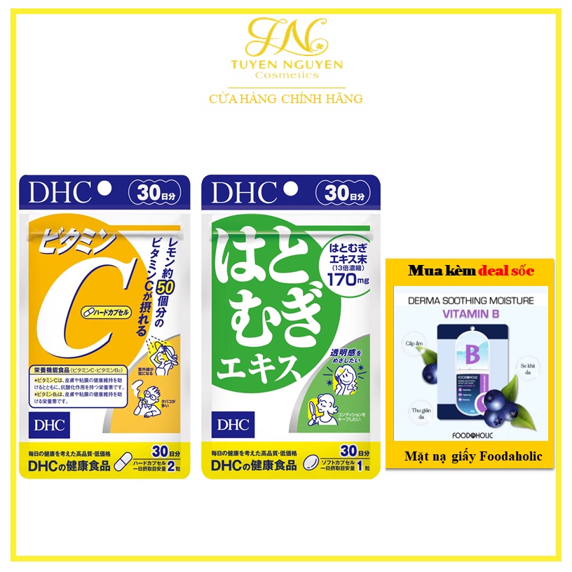 Combo Viên uống DHC Sáng da Mờ thâm và Vitamin C ( DHC Sáng da Adlay & Vitamin C)