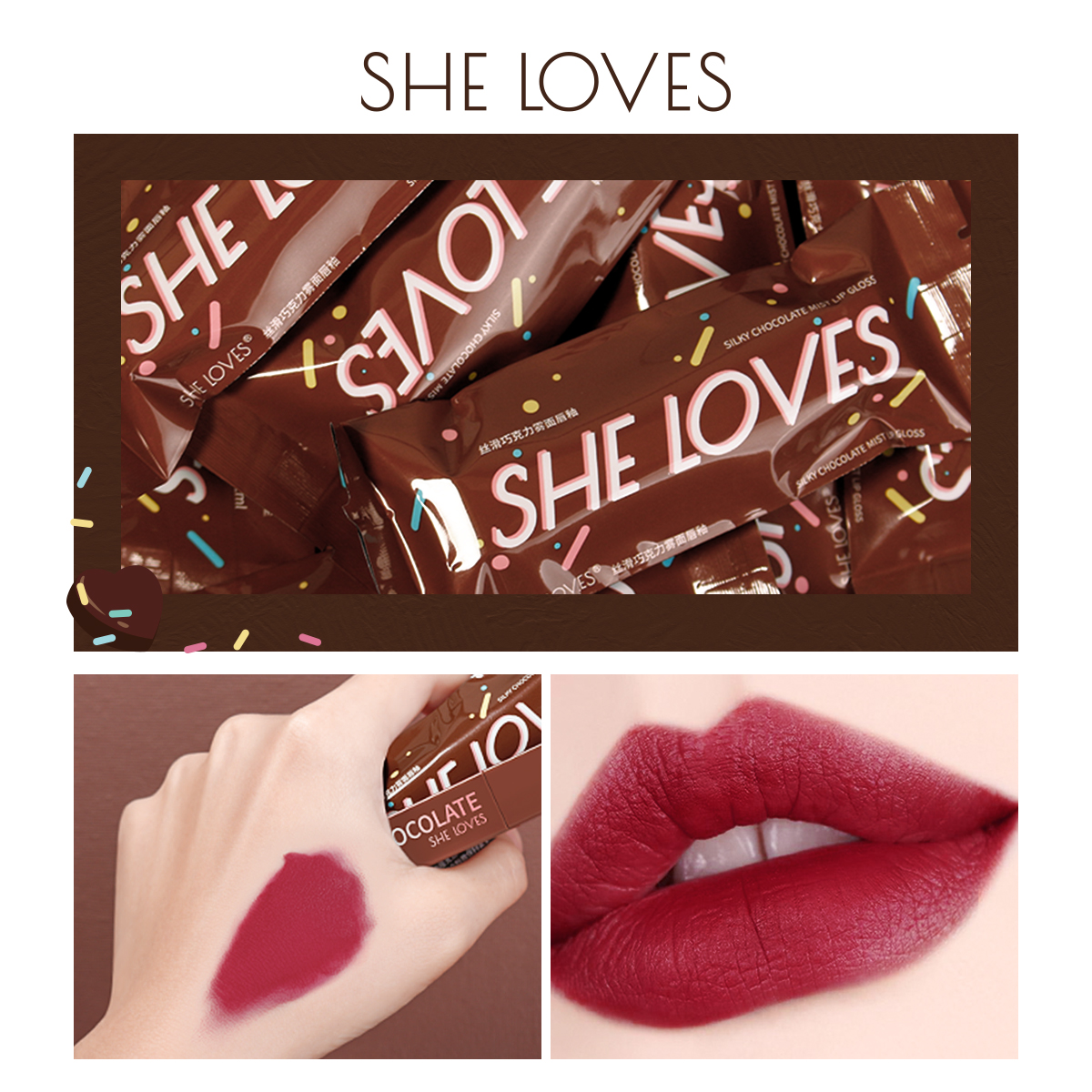 [Hàng mới về] Bộ 6 Son môi SHELOVES mịn mượt như nhung thiết kế hình chocolate độc đáo | BigBuy360 - bigbuy360.vn