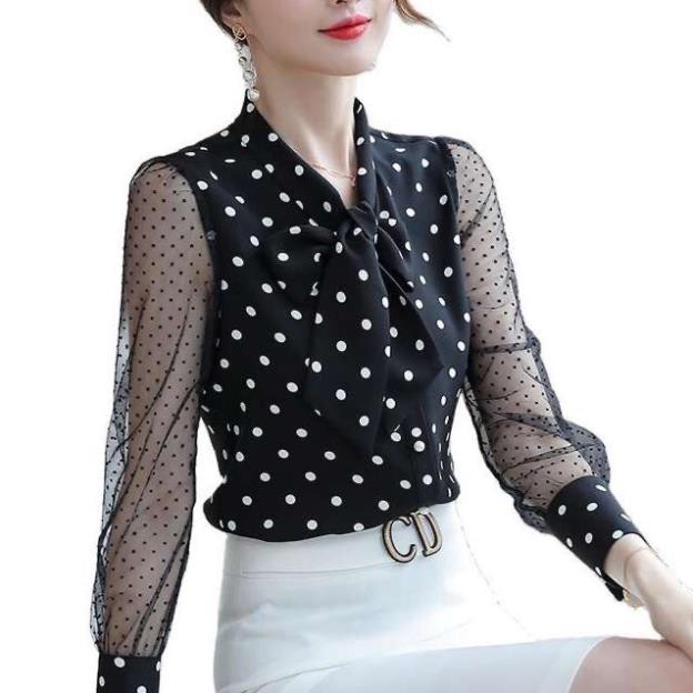 Áo sơ mi công sở chấm bi đẹp chất lụa sàng điệu sang trọng lịch sự_có size to bigsize | BigBuy360 - bigbuy360.vn