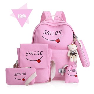 [COMBO 5 MÓN] Balo đi học SMIBE- Màu hồng