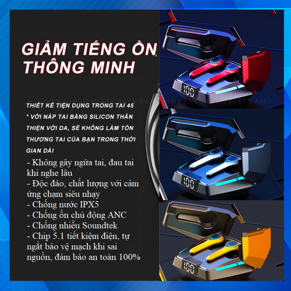 Tai nghe không dây bluetooth Gaming DOGITEK JX10 ENC thiết kế thể thao và gaming