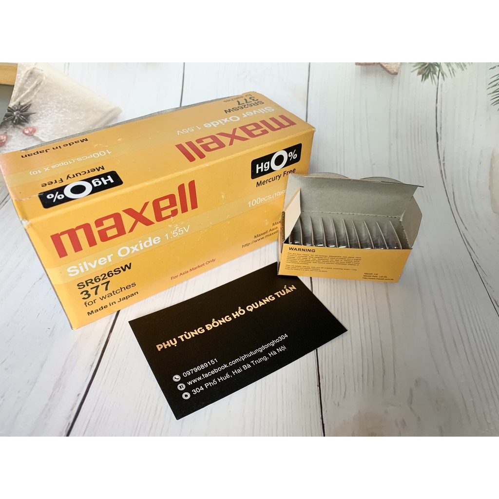 Pin Maxell SR626SW - SR626 - 626 - 377 - LR626 - AG4 Pin Đồng Hồ Đeo Tay Chính Hãng Dạng Cúc Áo