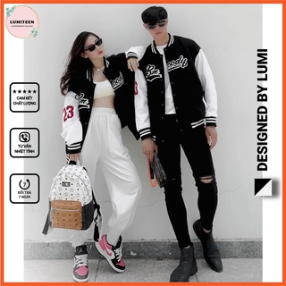 Áo khoác bomber Jacket dù 2 lớp phong cách Hàn Quốc, áo khoác nam nữ phối tay in chữ BMOODY