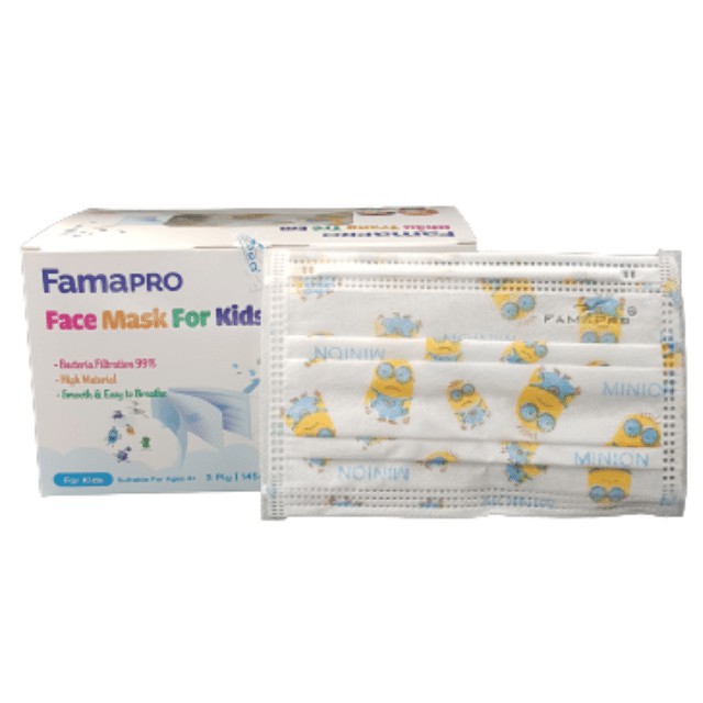 Khẩu trang y tế 3 lớp trẻ em Famapro Max Kid kháng khuẩn (50 cái / Hộp)