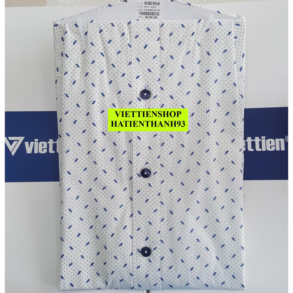 (0009 Sn) ÁO SƠ MI VIỆT TIẾN NGẮN TAY VẠT NGANG VẢI TRE HOA VĂN | BigBuy360 - bigbuy360.vn