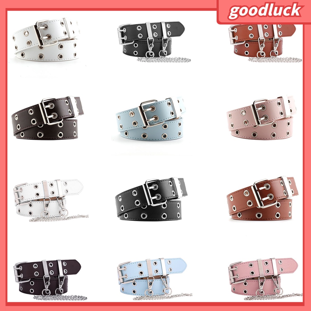 Thắt Lưng Hai Hàng Nút Cài Màu Trơn Phong Cách Punk Hip hop Cho Nam