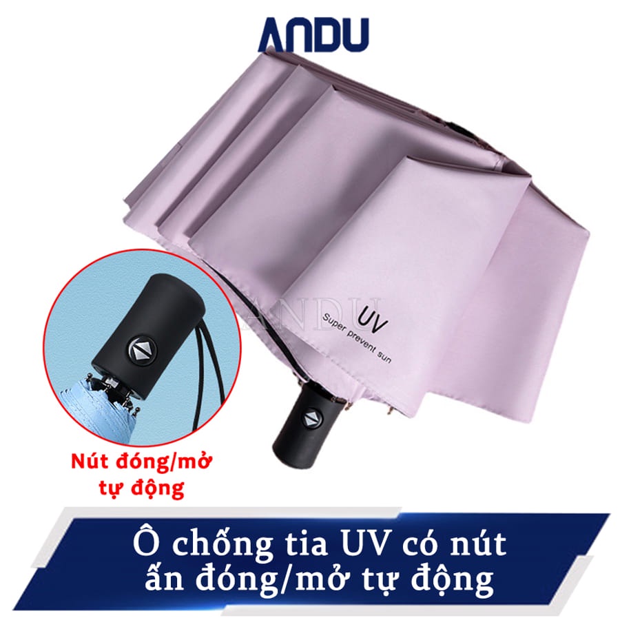 Ô Gấp Gọn Phủ Lớp Chống Tia UV  Mở Tự Động 2 Chiều - Dù UV Đi Nắng Đi Mưa Siêu Tiện