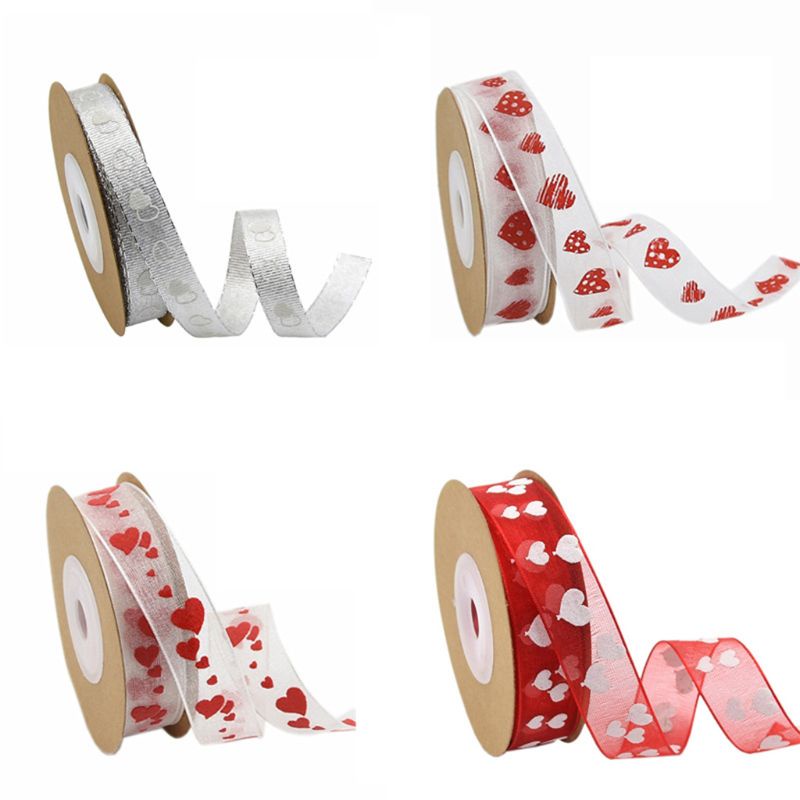 Cuộn Dây Ruy Băng 10m In Hình Trái Tim Dùng Trang Trí Tiệc Cưới / Valentine