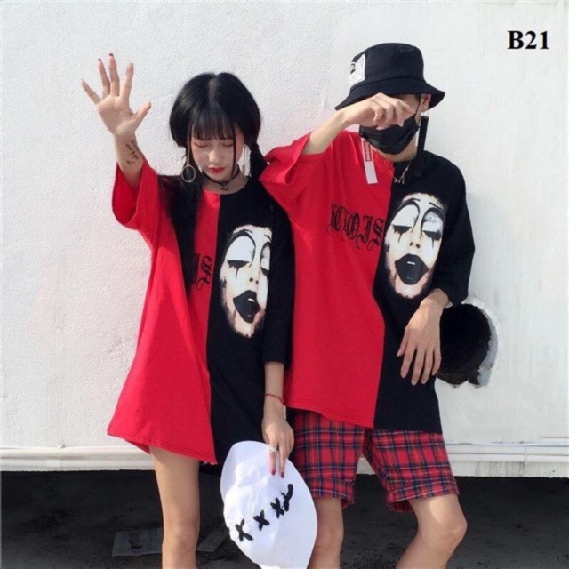 Áo mặt người pha hai màu