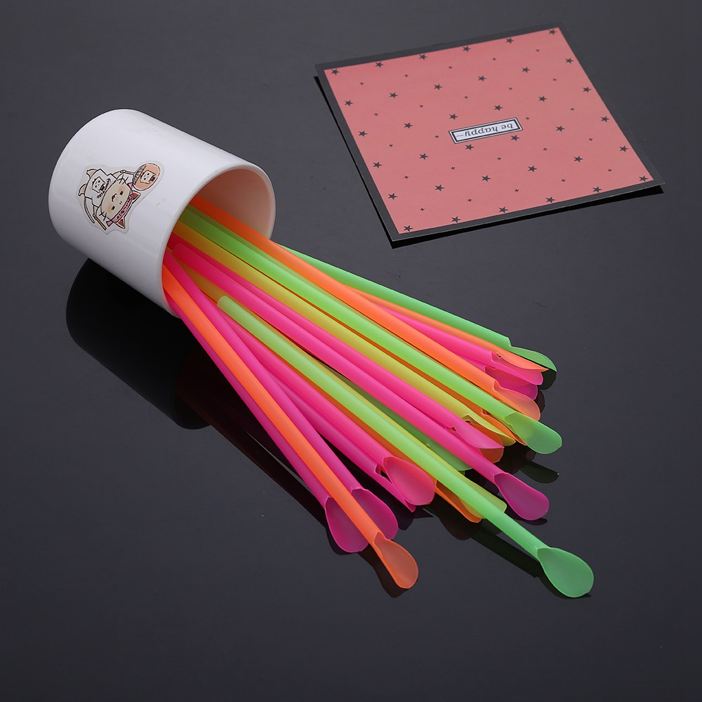 Ống Hút Bằng Nhựa Pp Hình Muỗng Nhiều Màu Sắc Dùng Một Lần Tiện Dụng