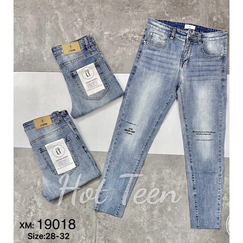 Quần jean nam xanh rách gối cá tính, đậm phong cách trẻ trung 19031