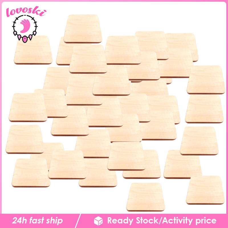 Bộ 50 Miếng Gỗ Hình Vuông 4x4cm Dùng Làm Đồ Thủ Công DIY