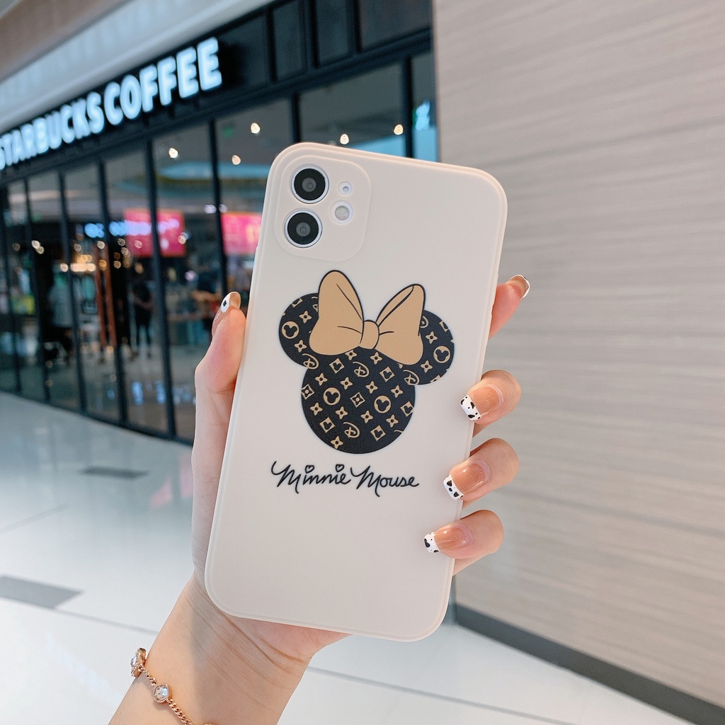 Ốp Điện Thoại Viền Thẳng Họa Tiết Chuột Mickey Disney Cho iPhone 7 plus 8 plus Xs max xr 11 pro max 12 pro max 13 pro max