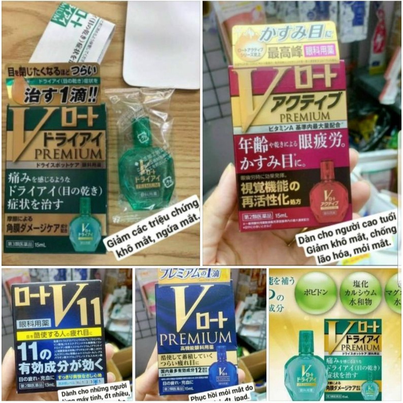 "Date 2024" Nước Nhỏ Mắt Cao Cấp V Rohto Premium Nhật Bản 15 ML