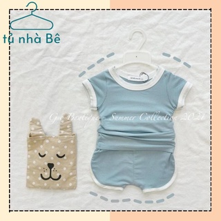 Bộ cộc tay thun gân Minky mom form ôm body tone màu pastel style Hàn cho bé siêu xinh xắn size 6-18kg
