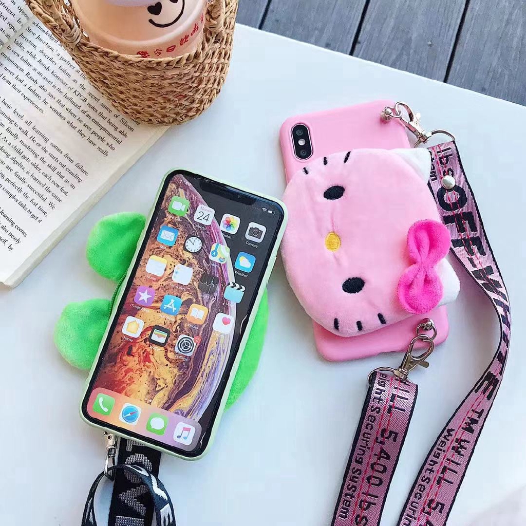 Ốp điện thoại kiêm ví kiểu hoạt hình có dây đeo cho Samsung Galaxy M20 M30 A10S A20S A30S A40S A50S A2 core S10-5G