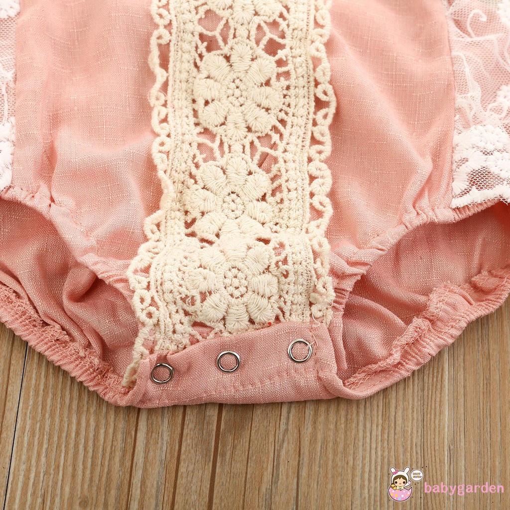 Bộ Áo Liền Quần Phối Ren Hoa Hở Lưng Thời Trang Mùa Hè Cho Bé Gái