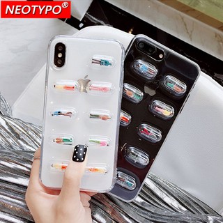 Ốp điện thoại trong suốt chống sốc hình vỉ thuốc sáng tạo cho Iphone 6 6S 6Plus 6SPlus 7 8 7Plus 8Plus X