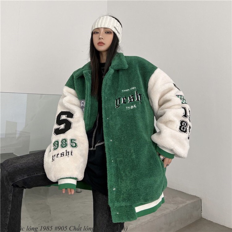 Áo khoác lông cao cấp nam nữ cổ bẻ hàng quảng châu form rộng unisex - KHOÁC LÔNG 1985