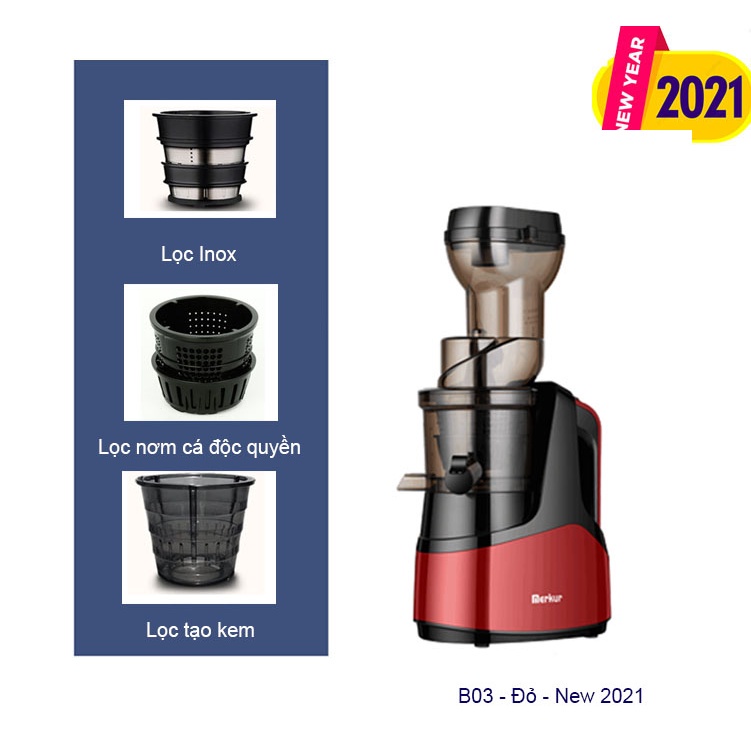 [Hàng có sẵn] Máy ép chậm trái cây, máy ép chậm hoa quả Merkur B03 chính hãng - mẫu mới 2022