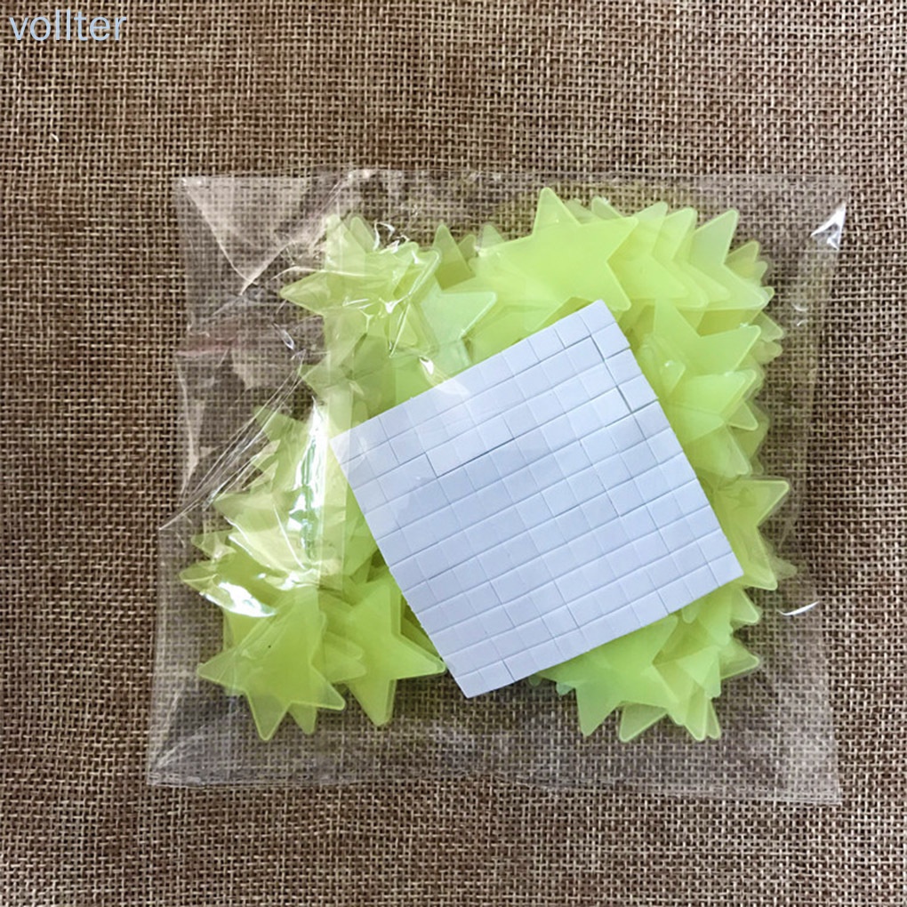 Set 70/100 miếng dán tường hình ngôi sao dạ quang 3cm trang trí phòng ngủ cho bé