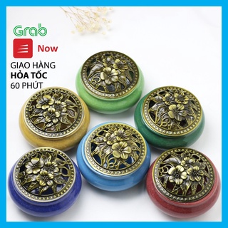 Lư xông trầm bằng gốm - Lư hương sứ nhiều màu, có tấm lót chống nóng đi kèm