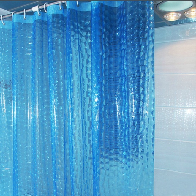 Rèm Phòng Tắm / Rèm cửa sổ hoạ tiết Kẻ trong XANH DƯƠNG  180x180