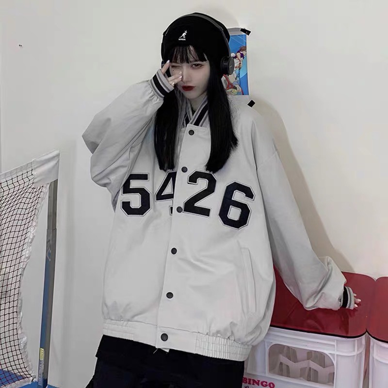Áo khoác bomber bóng chày nữ 5426 dáng rộng unisex | BigBuy360 - bigbuy360.vn